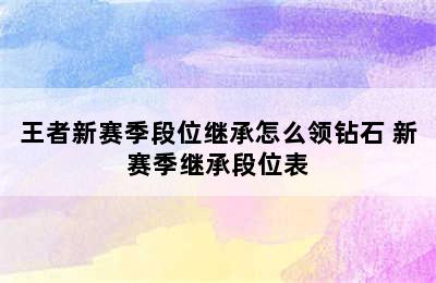 王者新赛季段位继承怎么领钻石 新赛季继承段位表